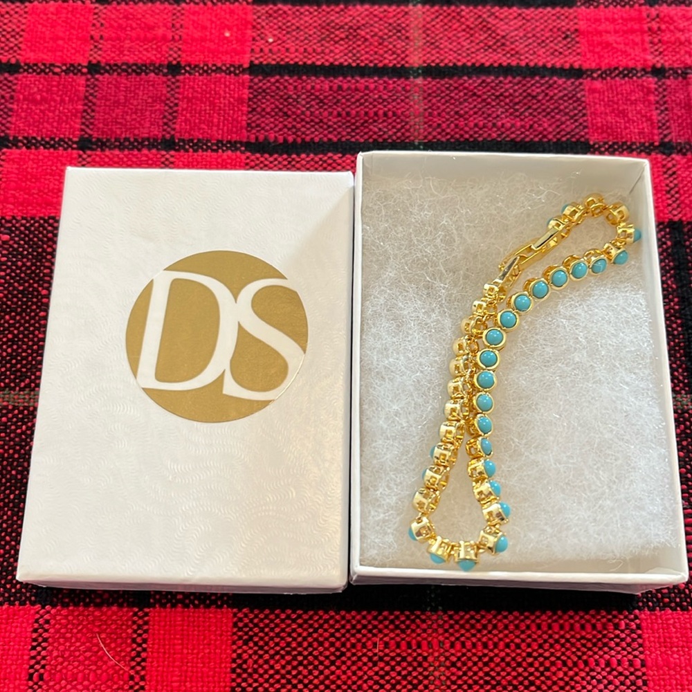 Daniela Swaebe “Milestone” Round Cut Bezel Set Turquoise Tennis Bracelet